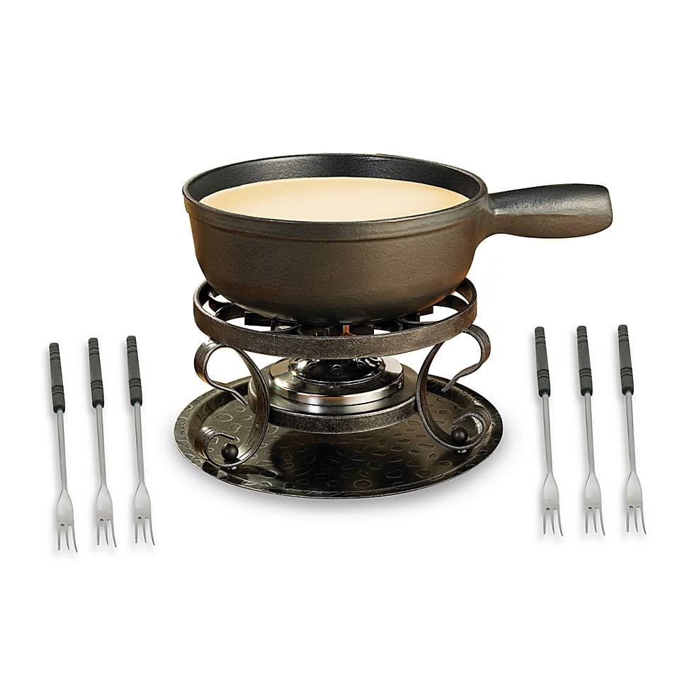 Swissmar Lugano 9 Piece Black Cheese Fondue Set