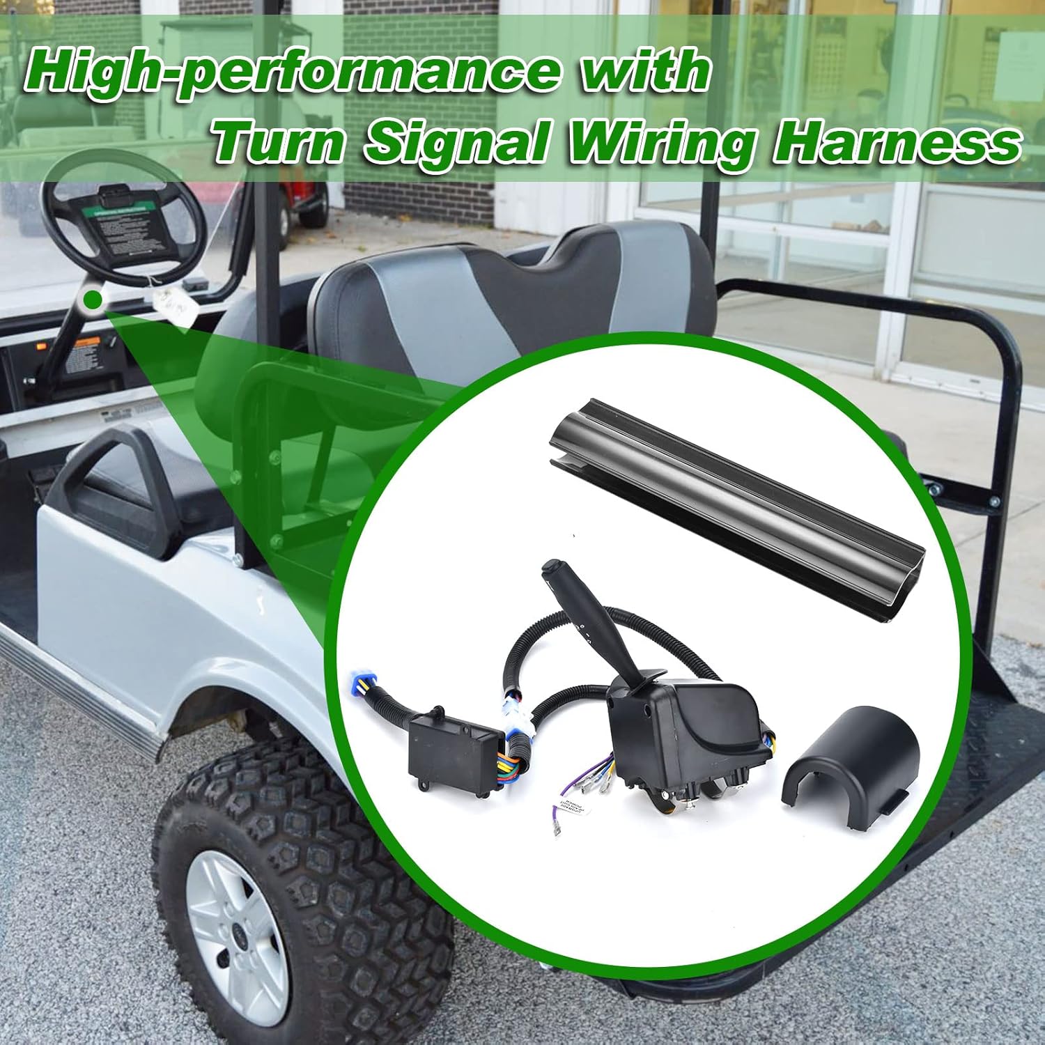 LED Headlight Tail Light Kit Compatible with EZGO TXT Golf Carts 1996-2013 12V Street Legal Light Kit with Turn Signal Wire Harness Compatible with EZGO TXT for Gas and Electric