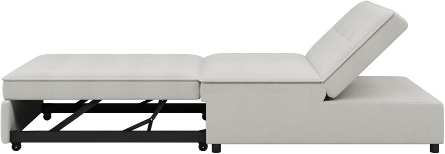 CHARMMA 4-in-1 Sofa Bed,Chair Bed,Multi-Function Folding Ottoman Bed with Storage Pocket and USB Port for Small Room Apartment,Living Room,Bedroom,Hallway,White,Chairs/Accent Seating 78.26lbs,2036