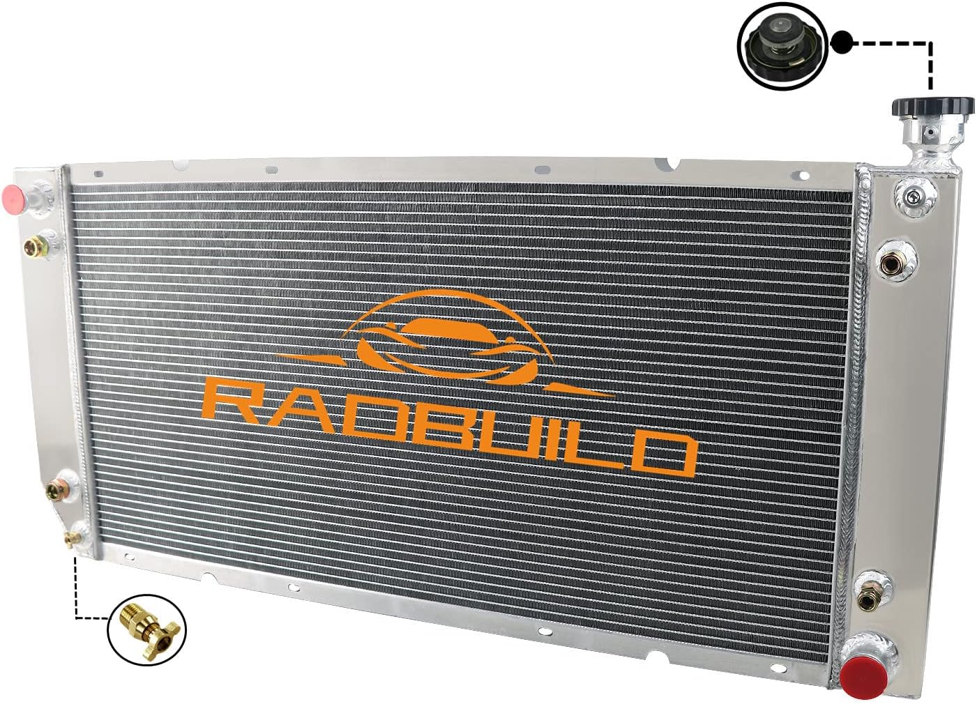 RadBuild 4 Row Aluminum Radiator Fit 94-99 Chevy GMC C/K 1500 2500 3500 5.7L-7.4L V8