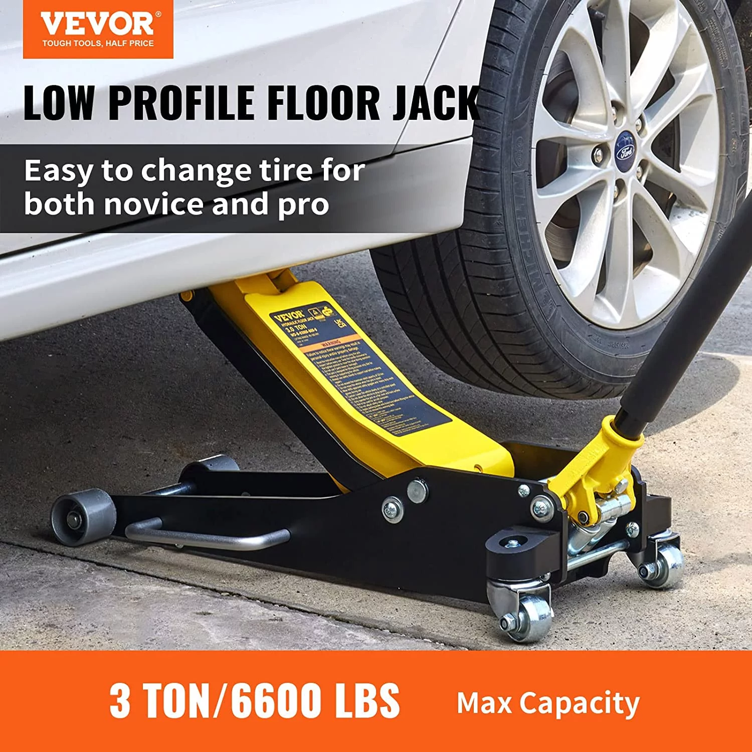 VEVOR 3 Ton Low Profile Aluminum Steel Racing Floor Jack Dual Pump Lift Car Auto