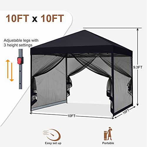 MASTERCANOPY Pop-Up Easy Setup Outdoor Canopy with Netting Screen Walls (10x10, Beige)
