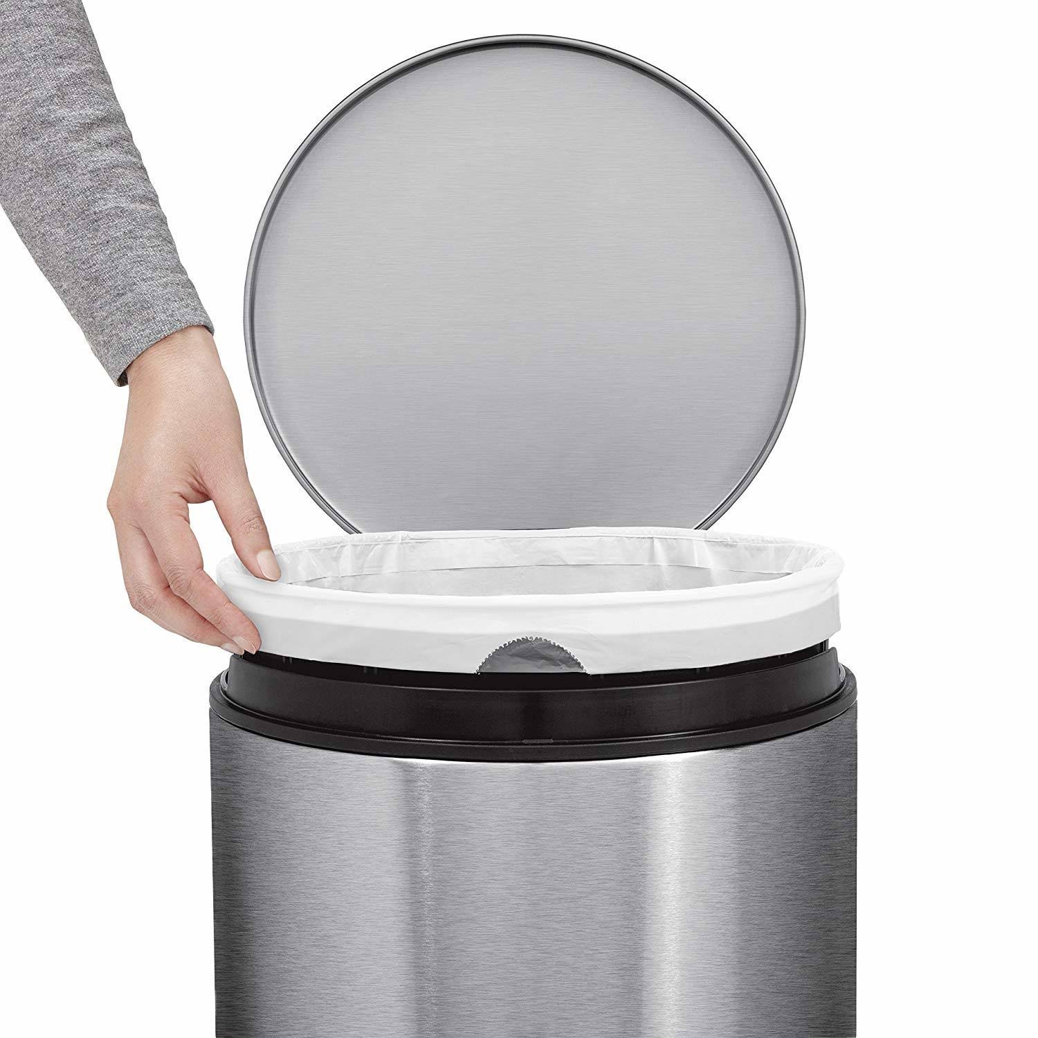 simplehuman 30L / 8 Gallon Round Step Trash Can, Brushed Stainless Steel
