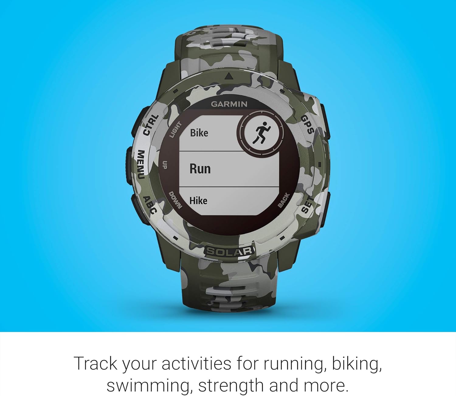 Garmin Instinct Solar, Rugged Outdoor Smartwatch with Solar Charging Capabilities, Built-in Sports Apps and Health Monitoring, Lichen Camo (Renewed)