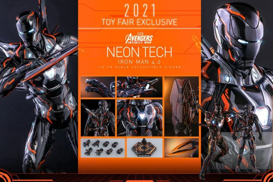 Iron Man Neon Tech Avengers Infinity War 4.0 MMS Diecast 1/6 Scale Hot Toys Exclusive Figure