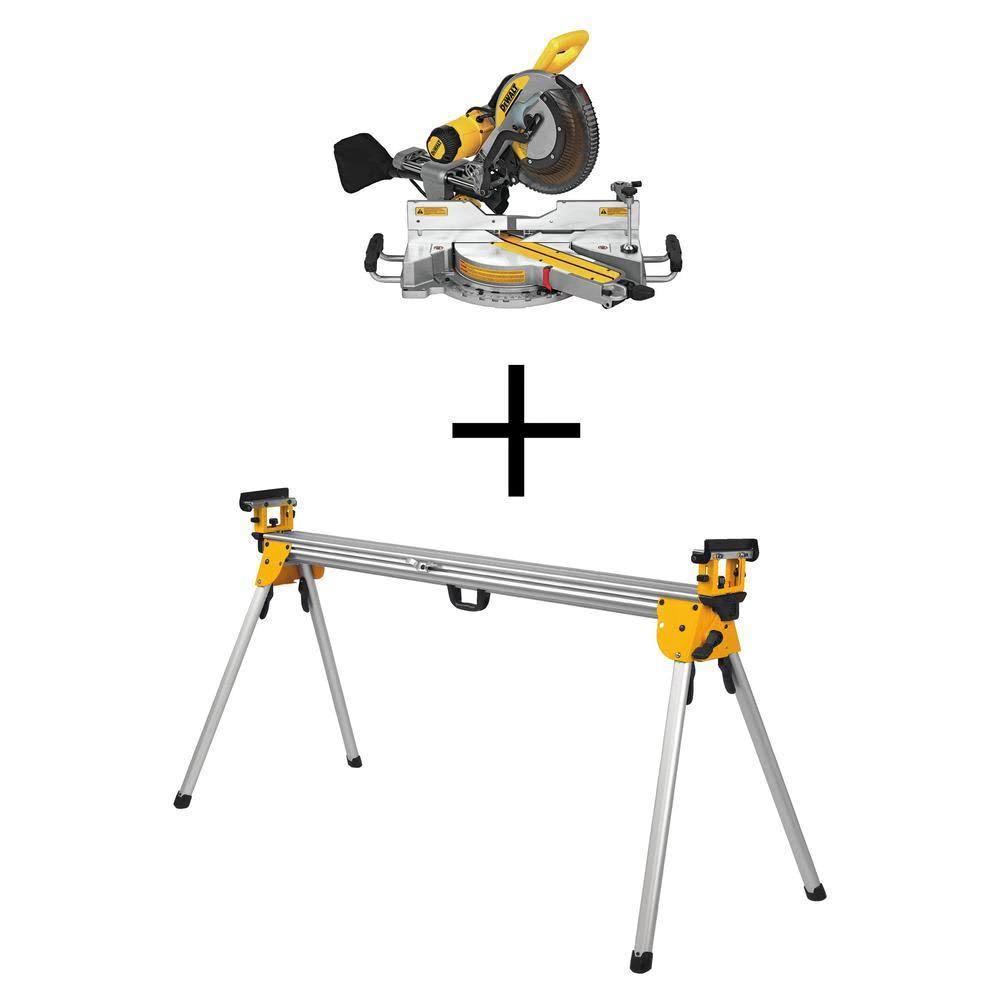 DeWalt 15 Amp Corded 12 in. Double-Bevel Sliding Compound Miter Saw with Heavy-Duty Miter Saw Stand