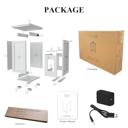 Wooden Tilt Out Trash Cabinet, Hidden Trash Can Cabinet 10-Gallon Garbage Cabinet for Kitchen, Living Room & Bathroom White Finish