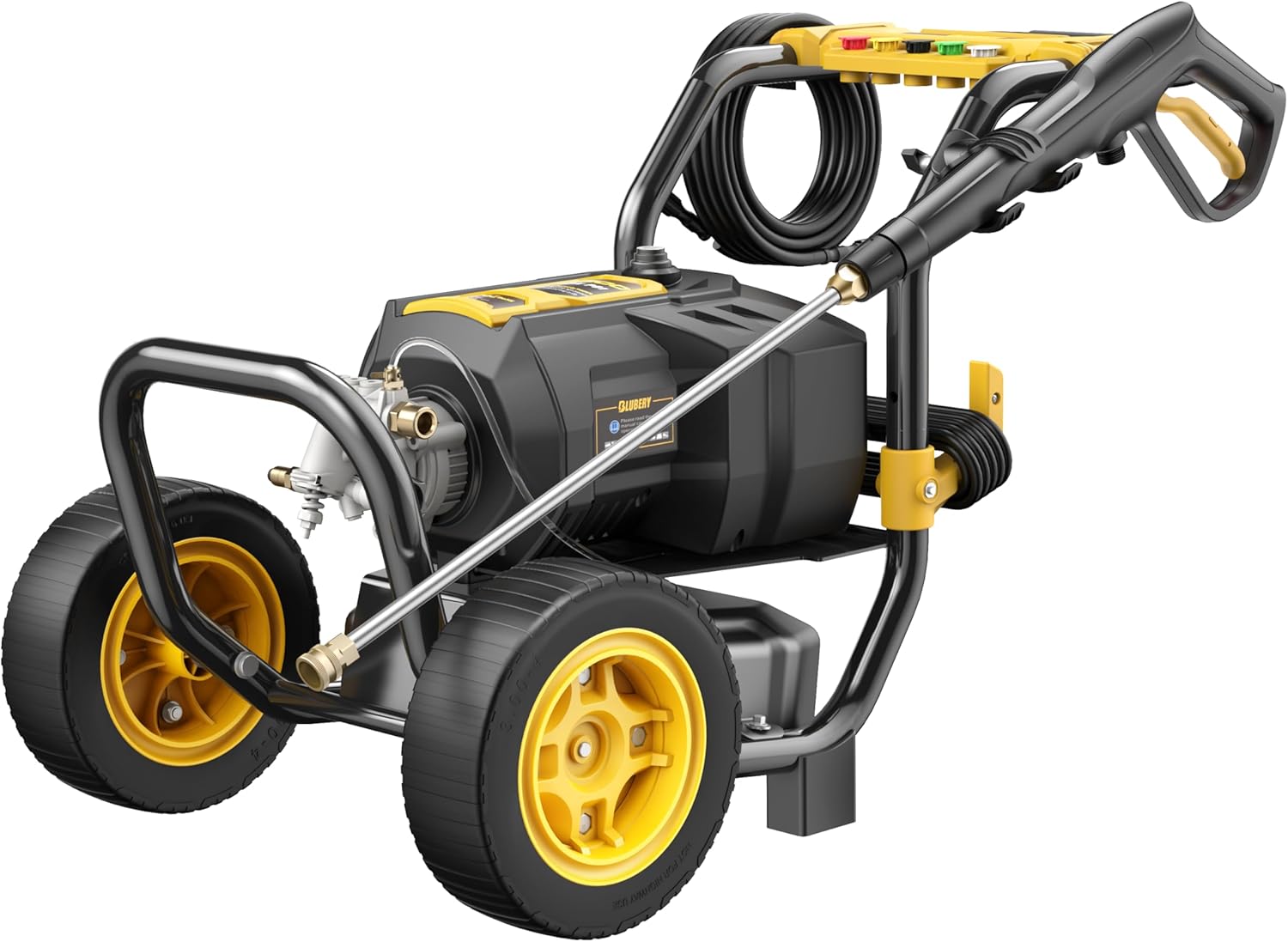 BLUBERY 3200 PSI Electric Pressure Washer, 2.4 GPM Heavy Duty Power Washer, 30Ft Pressure Hose&Max Soap Tank, 32.8ft Power Cord，5 Quick Nozzles, Commercial Washer,Black