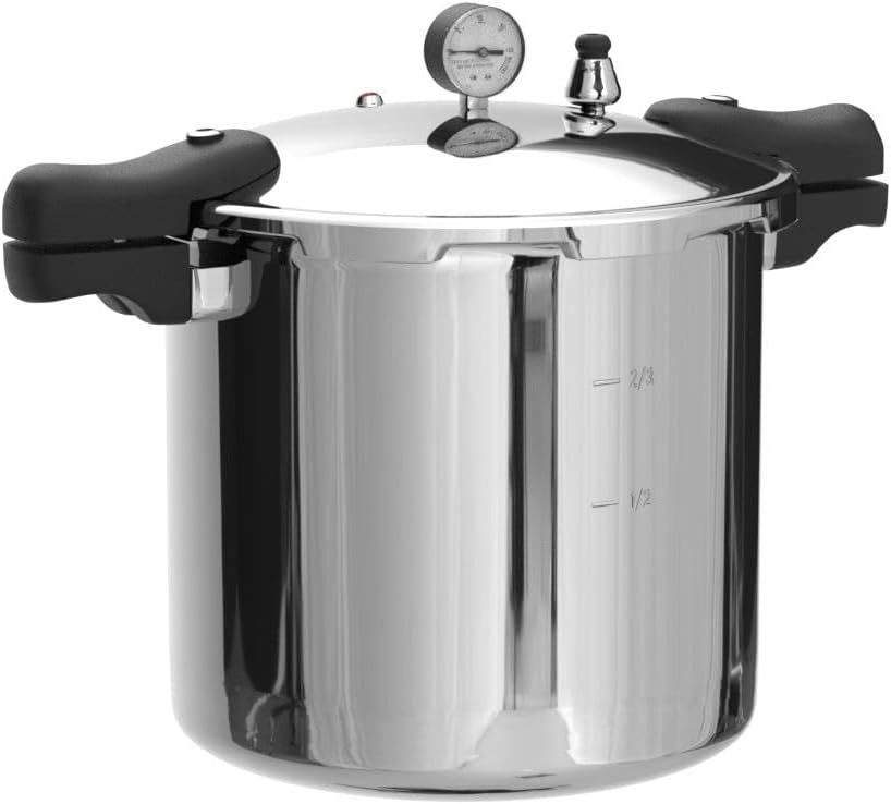 23 Quart Pressure Canner & Cooker | Induction Compatible | Pressure Gauge & Pressure Regulator | Aluminum & Stainless Steel | Denali is a USA Company