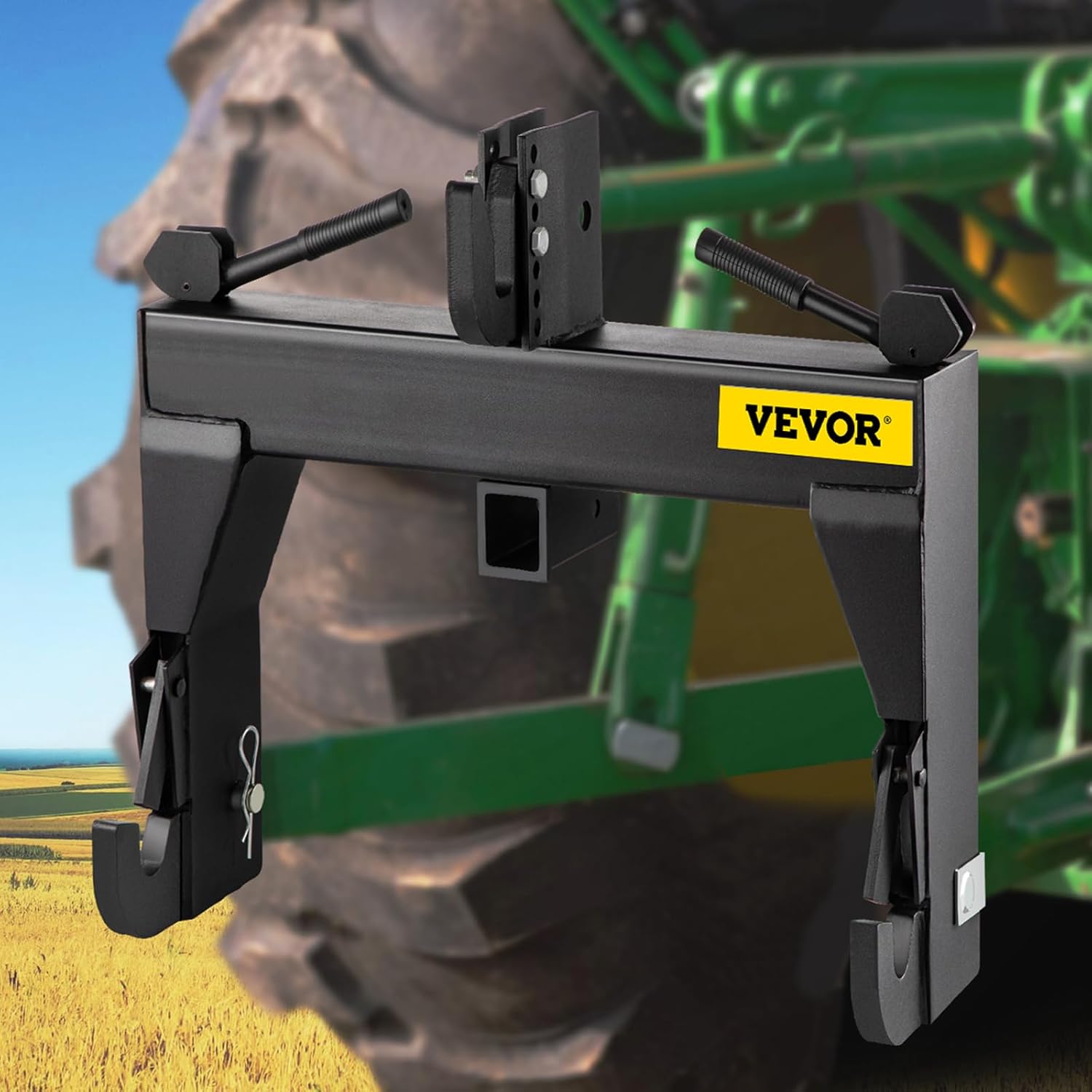 VEVOR 3-Point 3000 LBS Lifting Capacity 28.31" Between Lower Arms Attachments Quick Hitch, No Welding & 5 Level Adjustable Bolt, Adaptation to Category 1 & 2 Tractor, Black