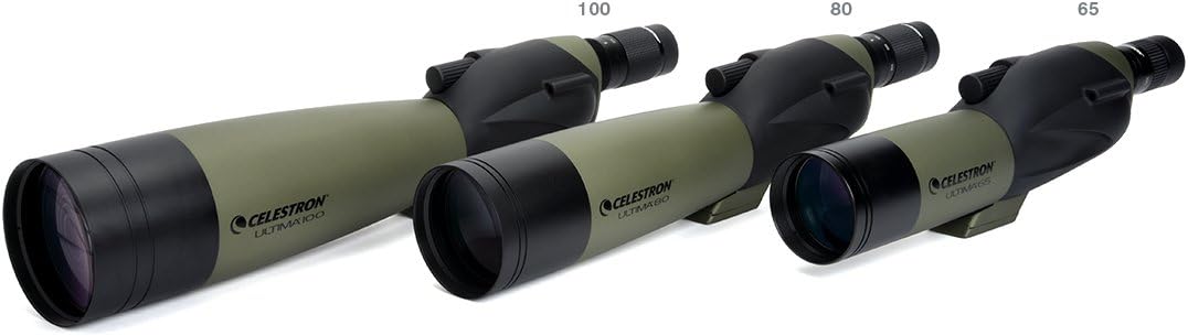 Celestron – Ultima 100 Angled Spotting Scope – 22 to 66x100mm Zoom Eyepiece – Multi-Coated Optics for Bird Watching, Wildlife, Scenery and Hunting – Waterproof & Fogproof– Includes Soft Carrying Case