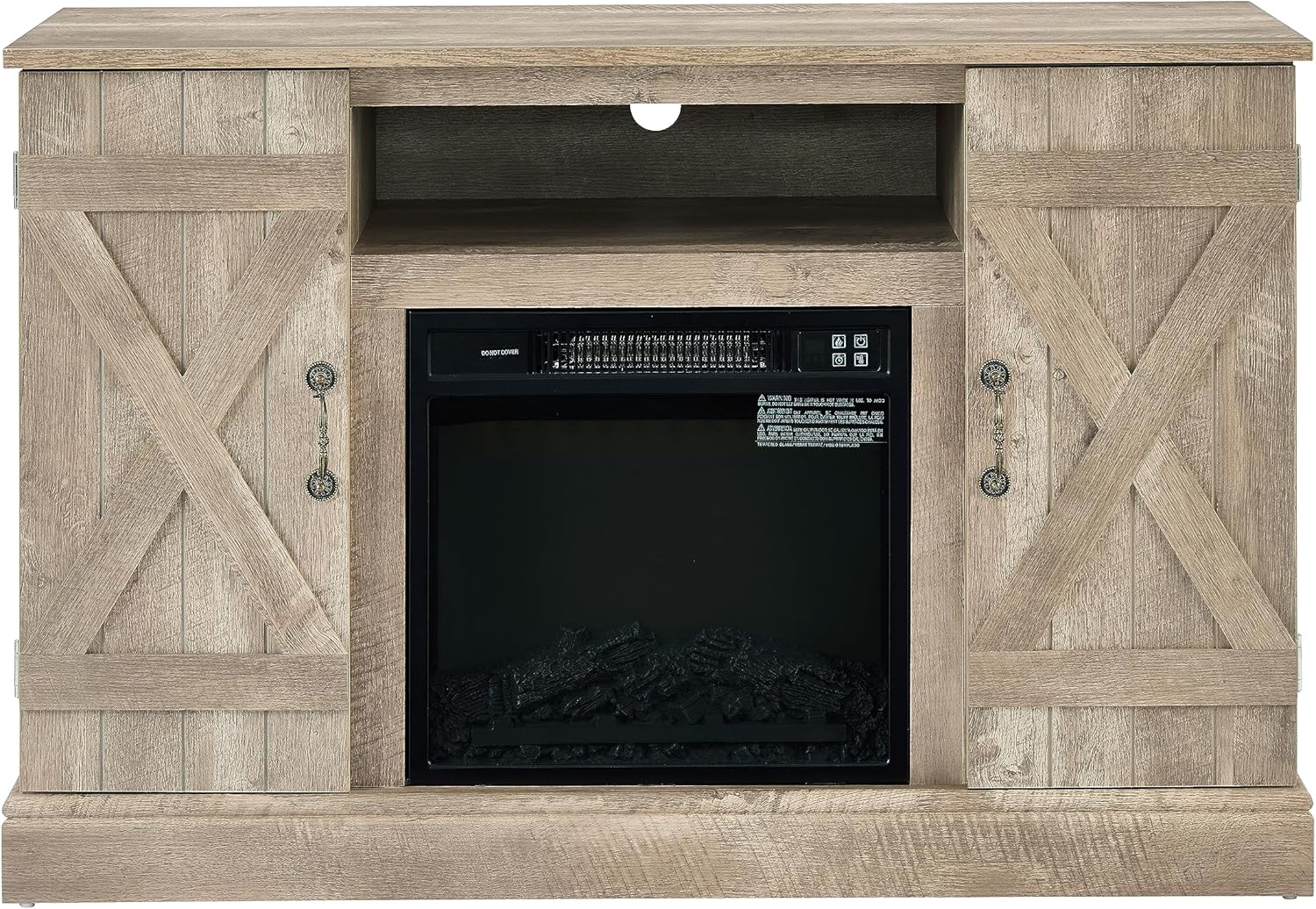 LANTRO JS Electric Fireplace TV Stand Tv Stands for Living Room with Fireplace Entertainment Center with Fireplace with 18inch Fireplace Insert for TV up to 50inch Light Gray