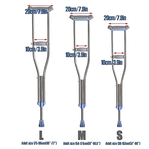 Adult Armpit Crutches Adjustable Height Built-in Spring Shock-Absorbing Adult Stainless Steel Crutches Comfortable Crutches