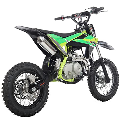 X-PRO X29 110cc Dirt Bike with Automatic Transmission, Electric Start,14"/12" Tires! Assembled and Tested! (Black)