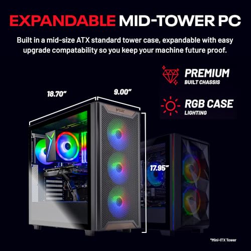 Skytech Blaze4 Mini Gaming PC Desktop, Ryzen 7 5700 3.7 GHz (4.6GHz Turbo Boost), NVIDIA RTX 4060 8GB GDDR6X, 1TB SSD, 16GB DDR4 RAM 3200, 650W Gold PSU, Wi-Fi, Win 11 Home
