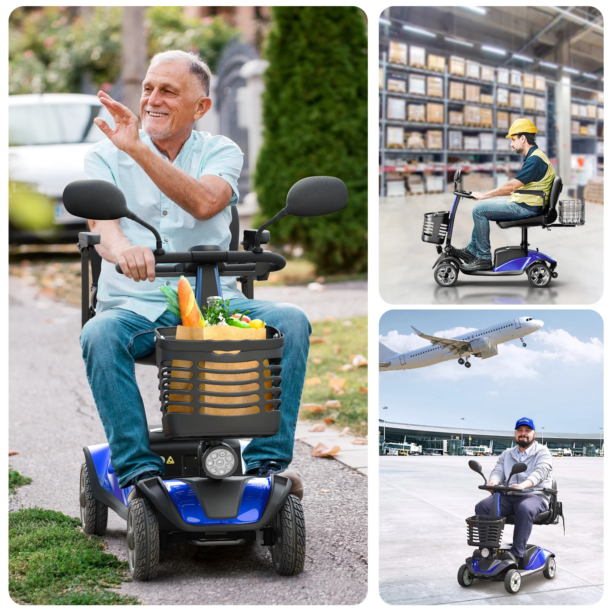 SACVON Upgrade 4 Wheel Mobility Scooter for Seniors, Foldable Powered Mobile Wheelchair for Adult 330lbs, Red