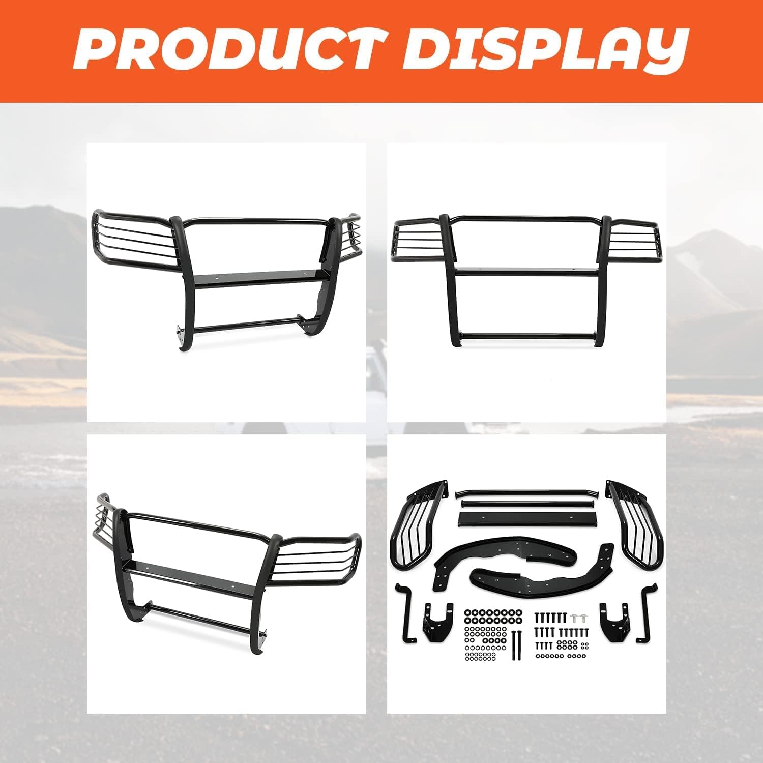 Kojem Brush Grill Guard Compatible with 2005-2014 Toyota Tacoma Front Bumper Grille Guard Protection Bull Bar Powder Coated Steel Black