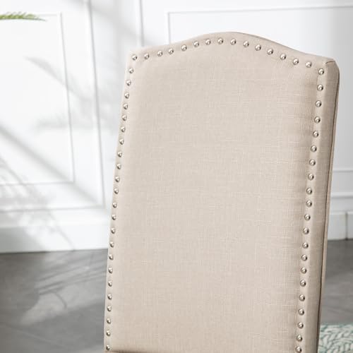 Stylish Upholstered Parsons Nailhead Trim and Sturdy Solid Wood Legs dining chair, Set of 4, Smoky Grey
