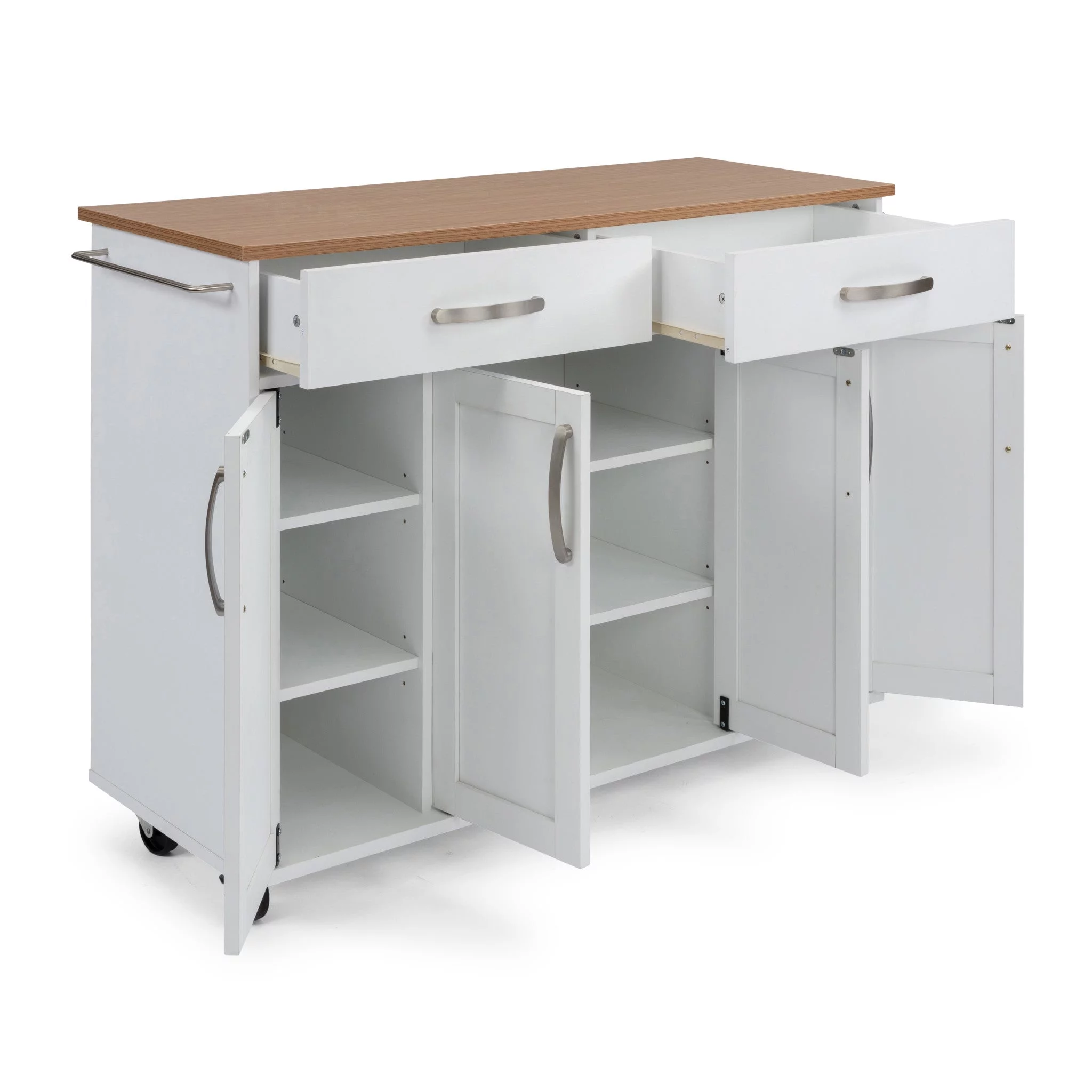 Homestyles Storage Plus Off White Wood Kitchen Cart