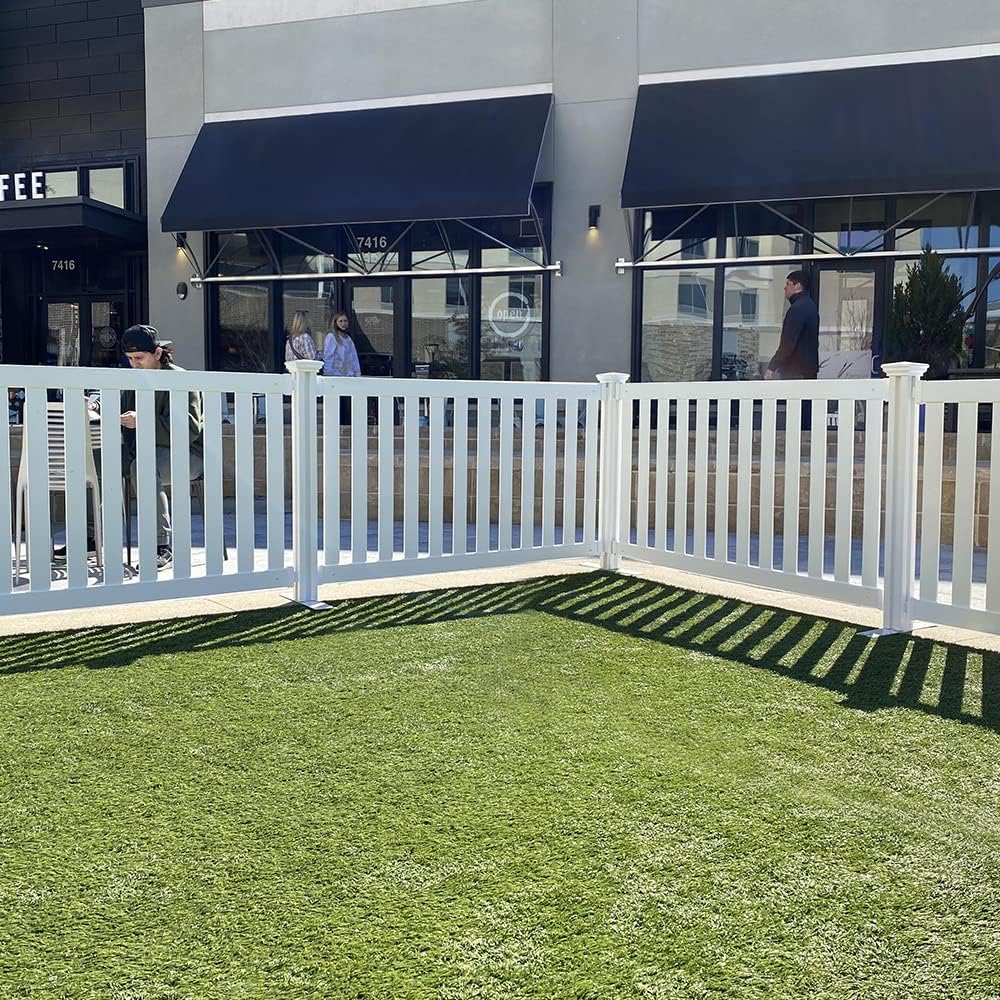Zippity 5.5' x 3' Davidson Hinged Portable Vinyl Fence Kit and 36" x 72" Newport No-Dig White Picket Fence Panel
