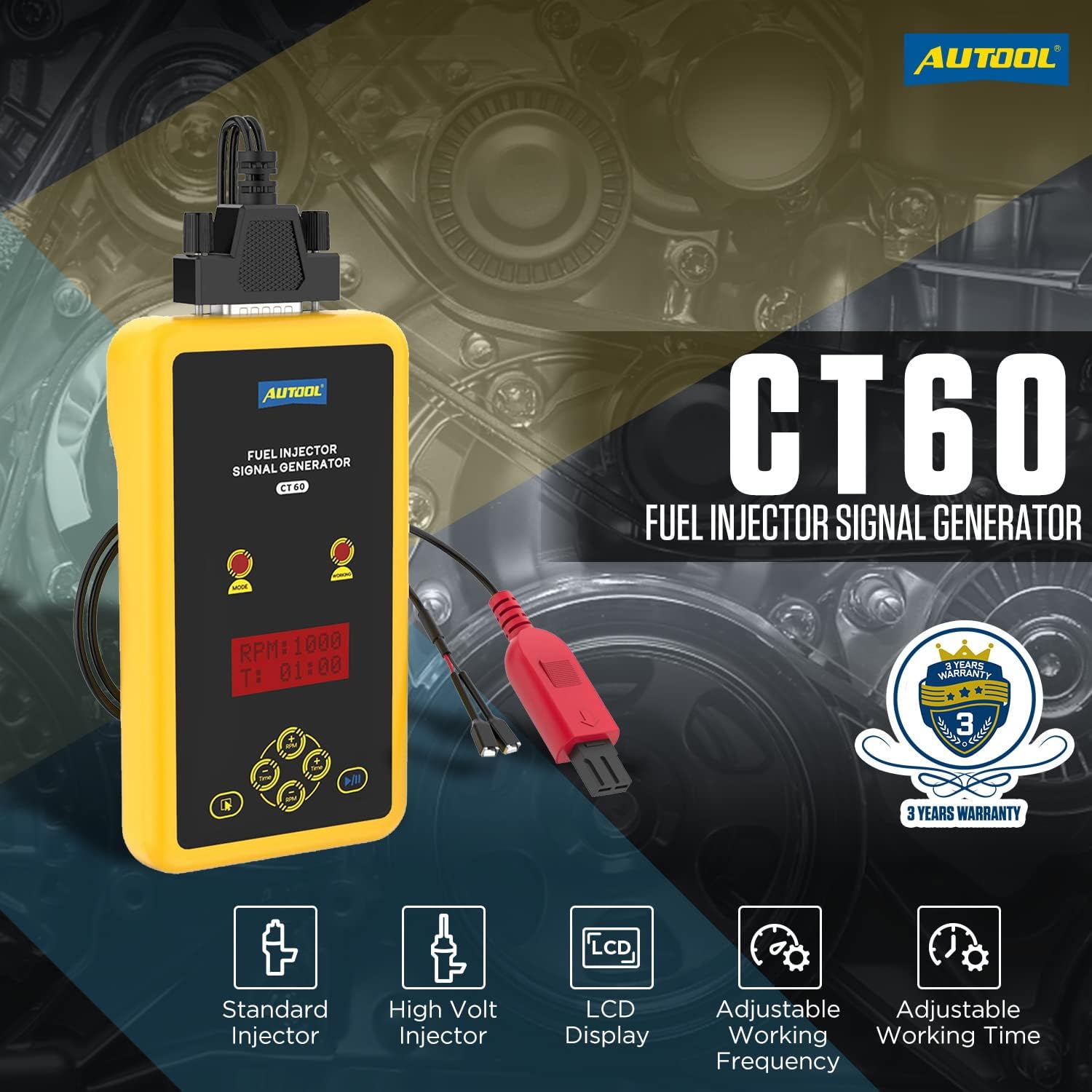 AUTOOL Fuel Injector Signal Generator,Automotive Fuel Injector Tester 12V，Automotive Fuel Injection System Cleaner Pack of 2