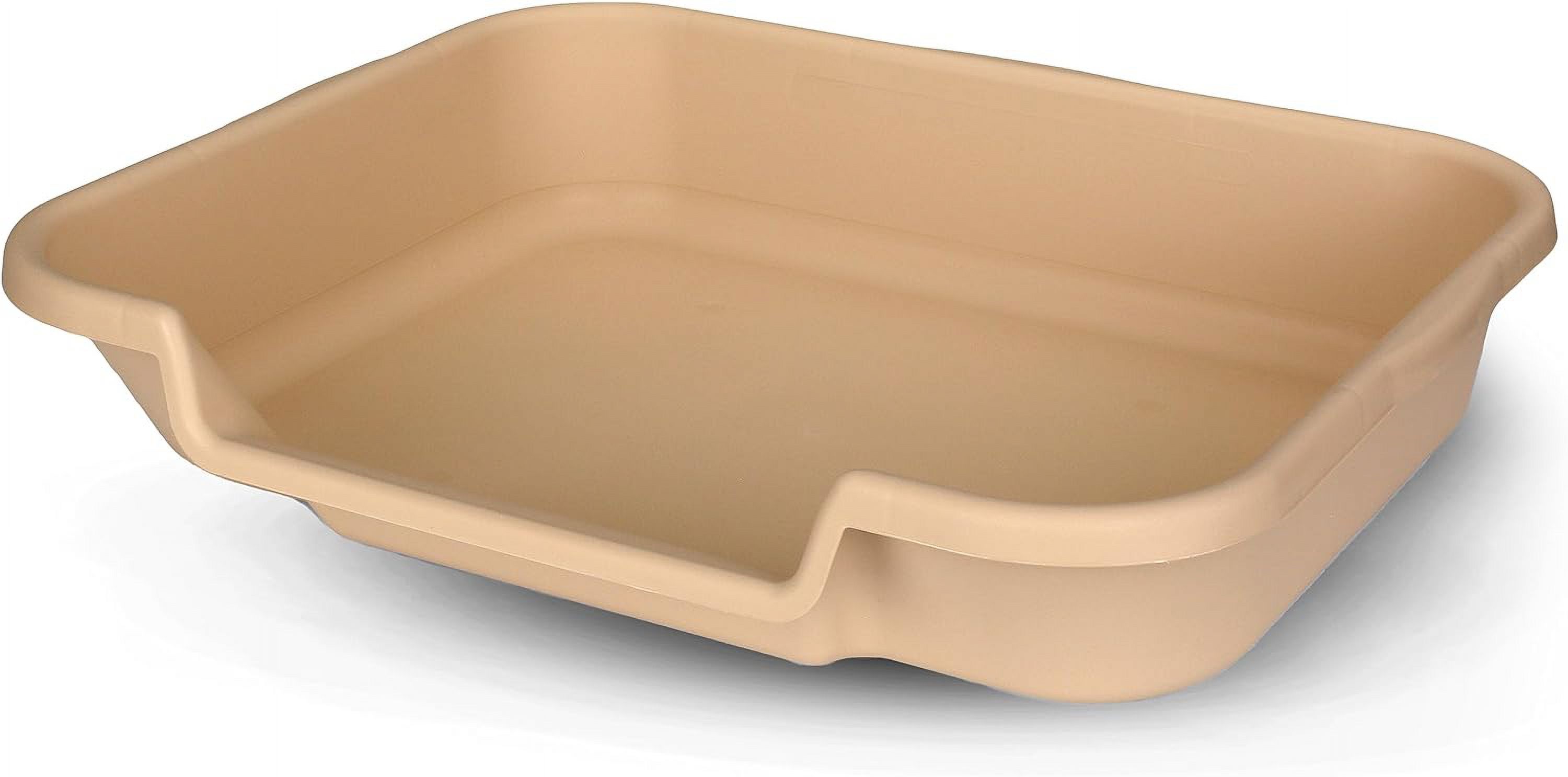 Senior Cat Litter Box, Large Size, Beach Sand, Pet Safe Kitty Litter Box, Low 3" Entry, Lots More Room for Your Cats Comfort - Includes 2 Kitty Pans & 1 Curved Pet Scoop