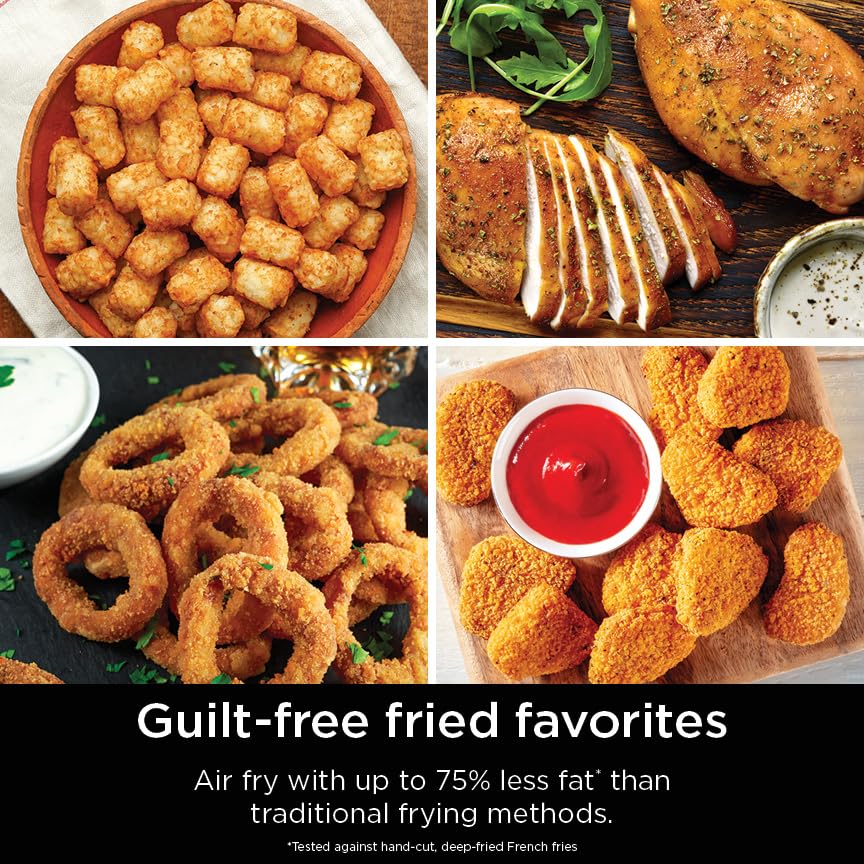 Ninja Air Fryer, 8 QT DoubleStack 2-Basket, Space Saving Design, Cooks 2lb Chicken Wings, Feeds up to 6 People, 6-in1 Air Fryer, Roast, Bake & More, Easy to Clean, Dishwasher Safe Parts, Black, SL201