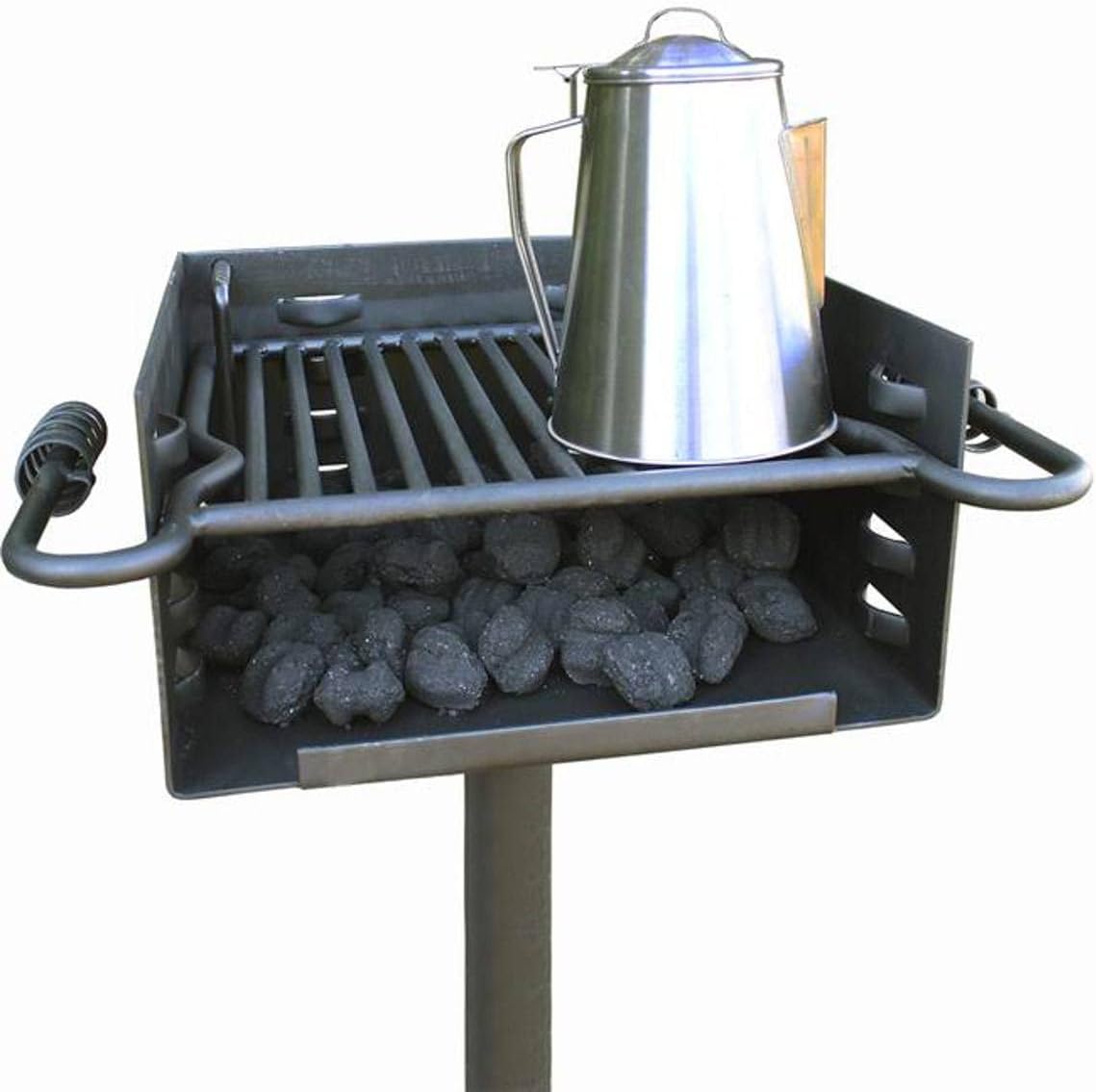 Titan Single Post Park Style Grill Charcoal Grill w Base Anchor BBQ Heavy Camp