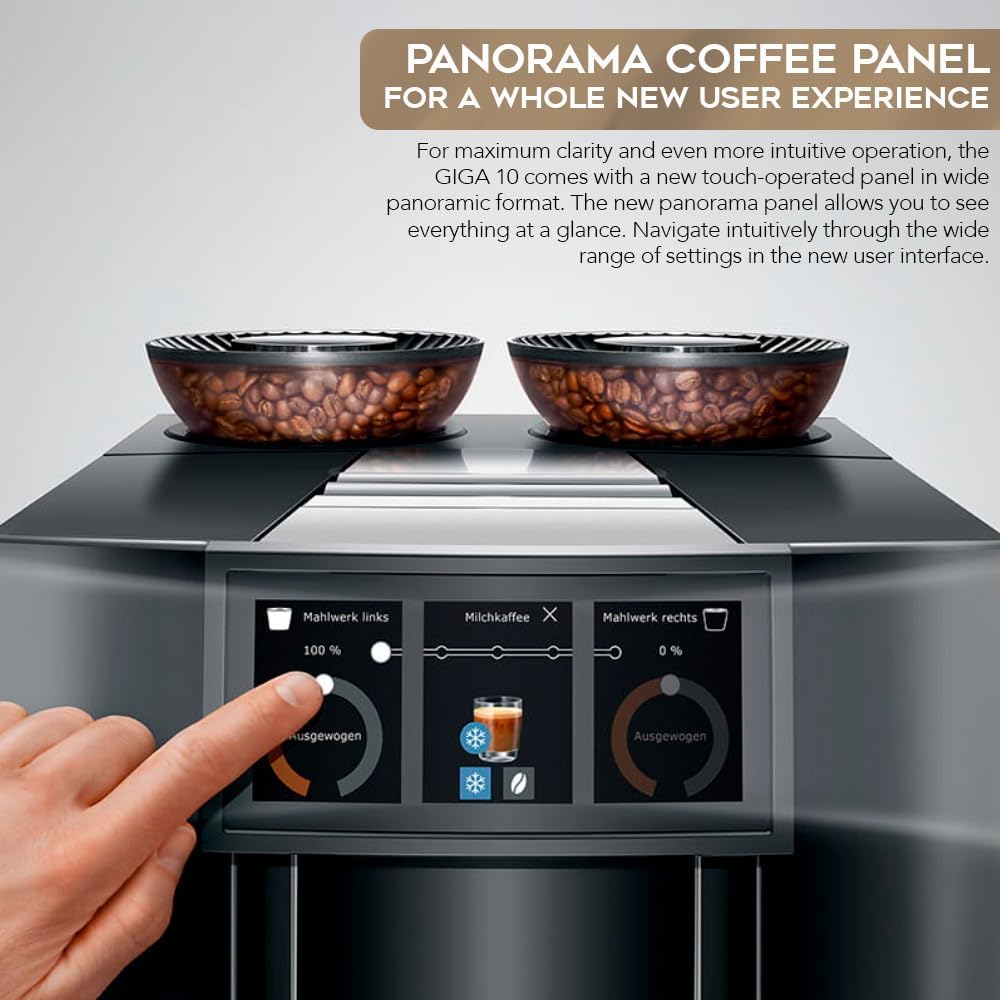 Jura GIGA 10 Automatic Espresso Machine (Diamond Black) Bundle with Water Stabilizer, Milk System Cleaner Mini-Tabs, Cleaning Tablets, Milk Containers, and Capresso Coffee Bean (6 Items)