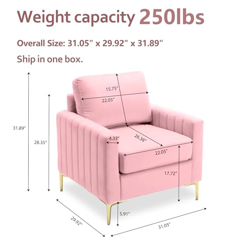 Pink Couches for Living Room Set, Comfy Tufted Velvet Couch Sofa Set Muebles Para Sala Modernos Juego De Sala Modern Living Room Furniture Sets 3 Piece ( 3 Seater Couch and Loveseat and Chair)