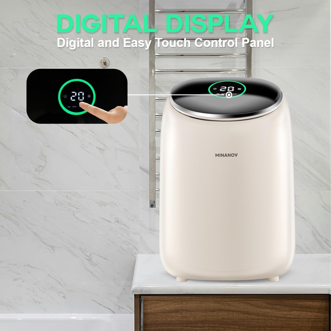 Countertop Washing Machine - Mini Portable Washing Machine Compact Size 2 in 1 Washer and Spin Dryer With Digital Touch Display - Fully Automatic Washing Machine for Dorm, RV, Apartment