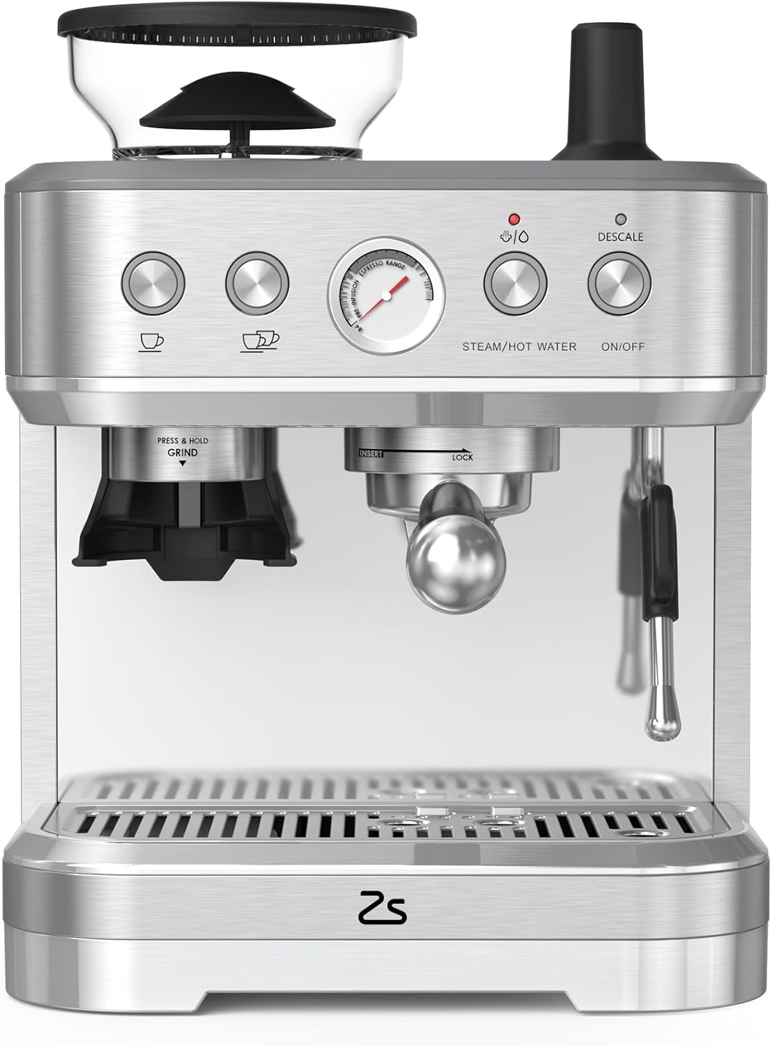Espresso Machine with Milk Frother, All in One Cappuccino Latte Coffee Maker for Home Barista, Built-In Bean Grinder, 85oz Removable Water Tank, Gifts for Dad, Mom, Coffee Lover