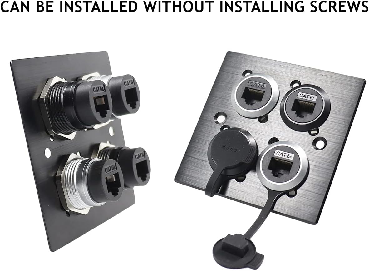 PENGLIN 2Pack RJ45 Shielded Panel Mount Coupler, Ethernet LAN Pass Through Connector, CAT6A Female to Female Bulkhead Extension Interface Adapter