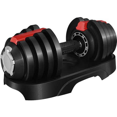 Yaheetech Adjustable Dumbbell Set 28/40/52.5/90LBS Adjustable Dumbbells Fast Adjust Dumbbell Weight Set with Anti-Slip Handle and Tray for Men/Women Home Gym Strength Training Equipment Single/Pair