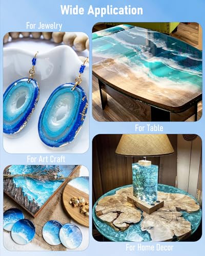 4 Gallon Epoxy Resin Kit for Beginners, Resin Kit with 72 Mica Powder, Foil Flakes, Measuring Cups, Sticks - Resin Epoxy for Casting, Coating, Art Craft, River Table, DIY Resin Coasters