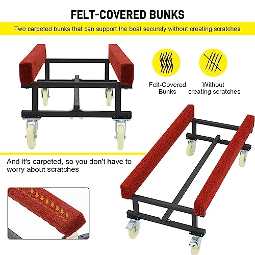 Watercraft PWC Dolly,Jet ski Dolly tolerable 1300 LBS Capacity Boat Storage Trailer Adjustable Width with Four Casters & Two Brakes,Heavy Duty Boat standsfor Dinghy, Sailboat