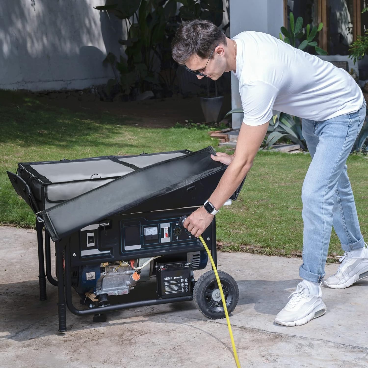 IGAN Generator Tent Running Cover Pro, Ultra Heavy Duty Tarpaulin Enclosure with Windproof Kit, Portable All-Weather Generator Rain Shelter for Most 3500w-12000w generators, Gray-2