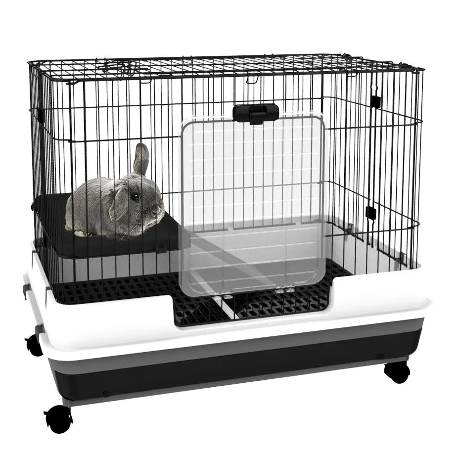 PawHut 32x22 Indoor Rabbit Cage Small Animal House Habitat with Wheels