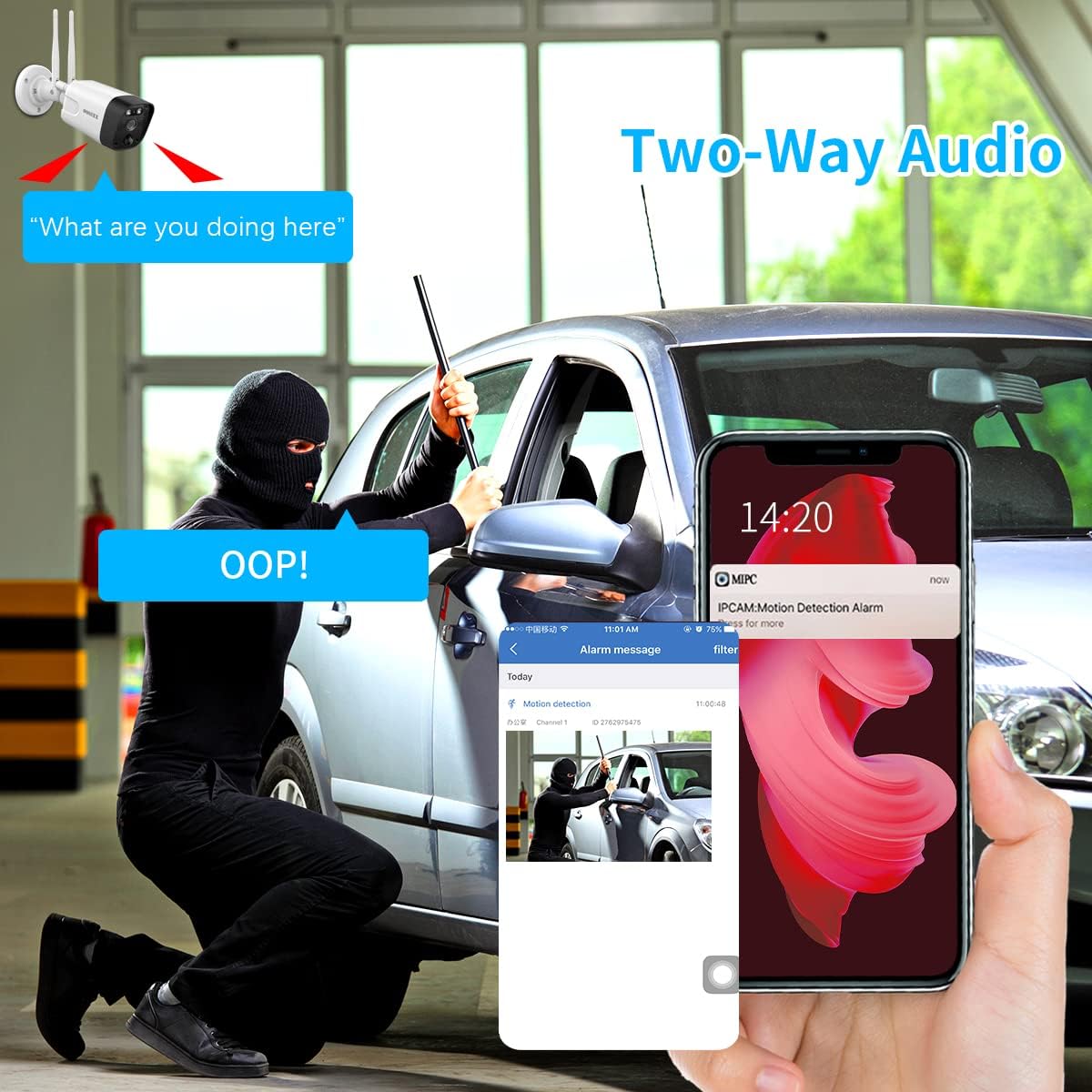 OOSSXX {Dual Antennas Wireless Enhanced & All-in-One} 2K 3.0MP Wireless Home Security Camera Systems Outdoor with 10inch Monitor, Wi-Fi Video Surveillance Camera System with 1TB