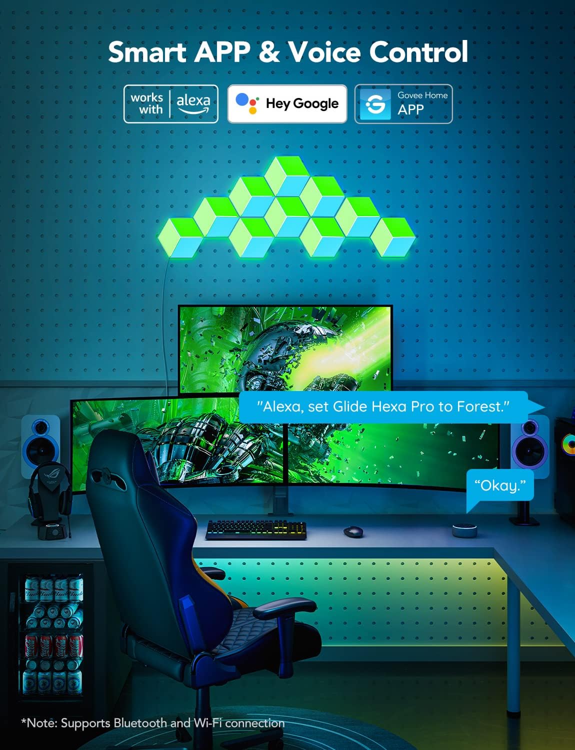 Govee Glide Hexa Pro Light Panels, RGBIC 3D Hexagon Wall Lights, Wi-Fi LED Creation Light with Music Sync, Works with Alexa Google Assistant for Living Room, Bedroom, Gaming Rooms, 10 Pack