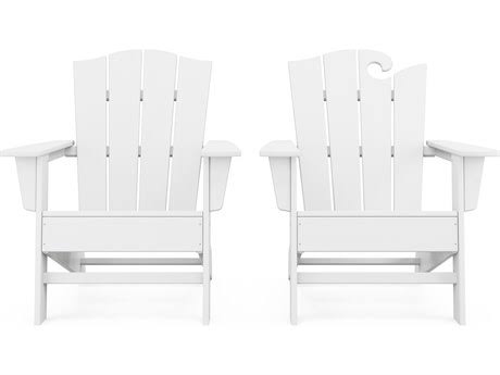 POLYWOOD Wave 2-Piece Adirondack Chair Set with The Crest Chair in Pacific Blue