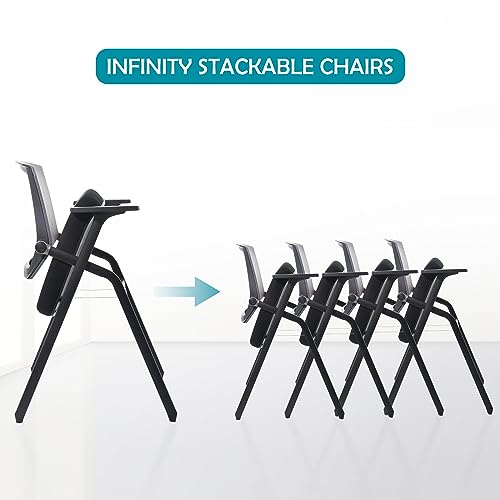 BLANEDUO Conference Room Chairs Sets, Folding Office Desk Chair with Lumbar Support and Sliding Armrest, Stackable Office Guest Chairs & Reception Chairs
