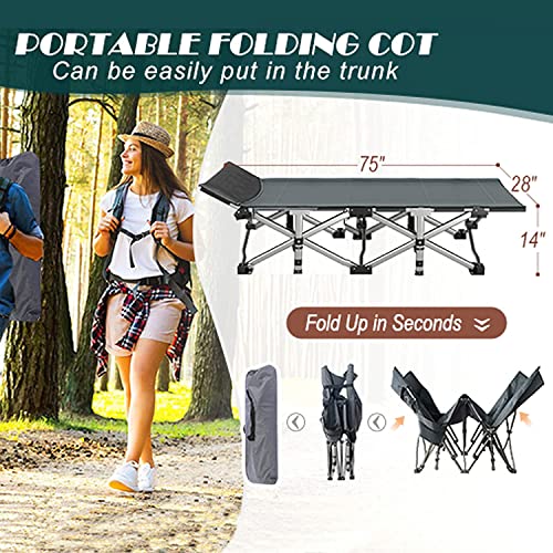 ABORON 2PK Foldable Camping Cots for Adults, Double Layer 1200D 500lb Loading Cot for Sleeping, Heavy Duty Guest Bed with Mattress Carrying Bag Home Camping Office Vacation Hospital