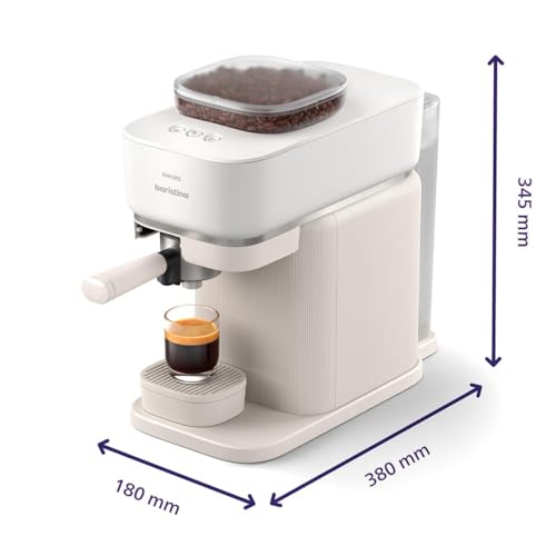 Philips Baristina Espresso Machine, Grind, Tamp & Brew Coffee Beans in One Swipe, Compact, 16 Bar Pump Pressure, Automatic Grinder, Black with Black Portafilter (BAR300/60)