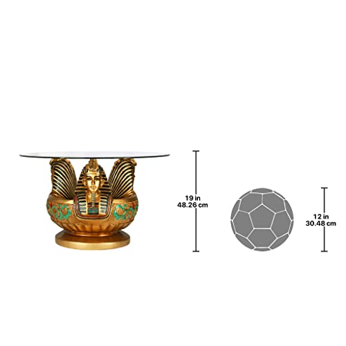 Design Toscano Three Heads of Tutankhamen Egyptian Coffee Cocktail Table, 31 Inch, full color