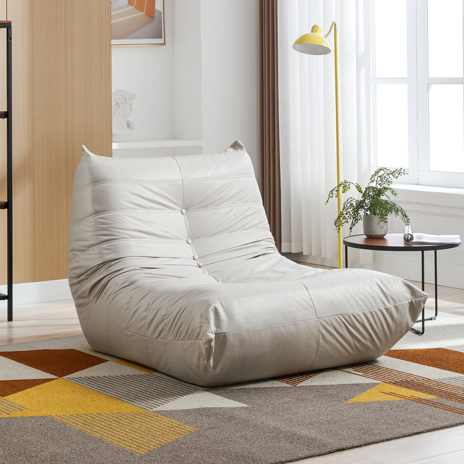 BALUS Lazy Floor Sofa, Memory Foam Lazy Sofa, Casual Armless sofa,Microfiber Leather Floor Sofa for Bedroom/Office/Living Room, Beige