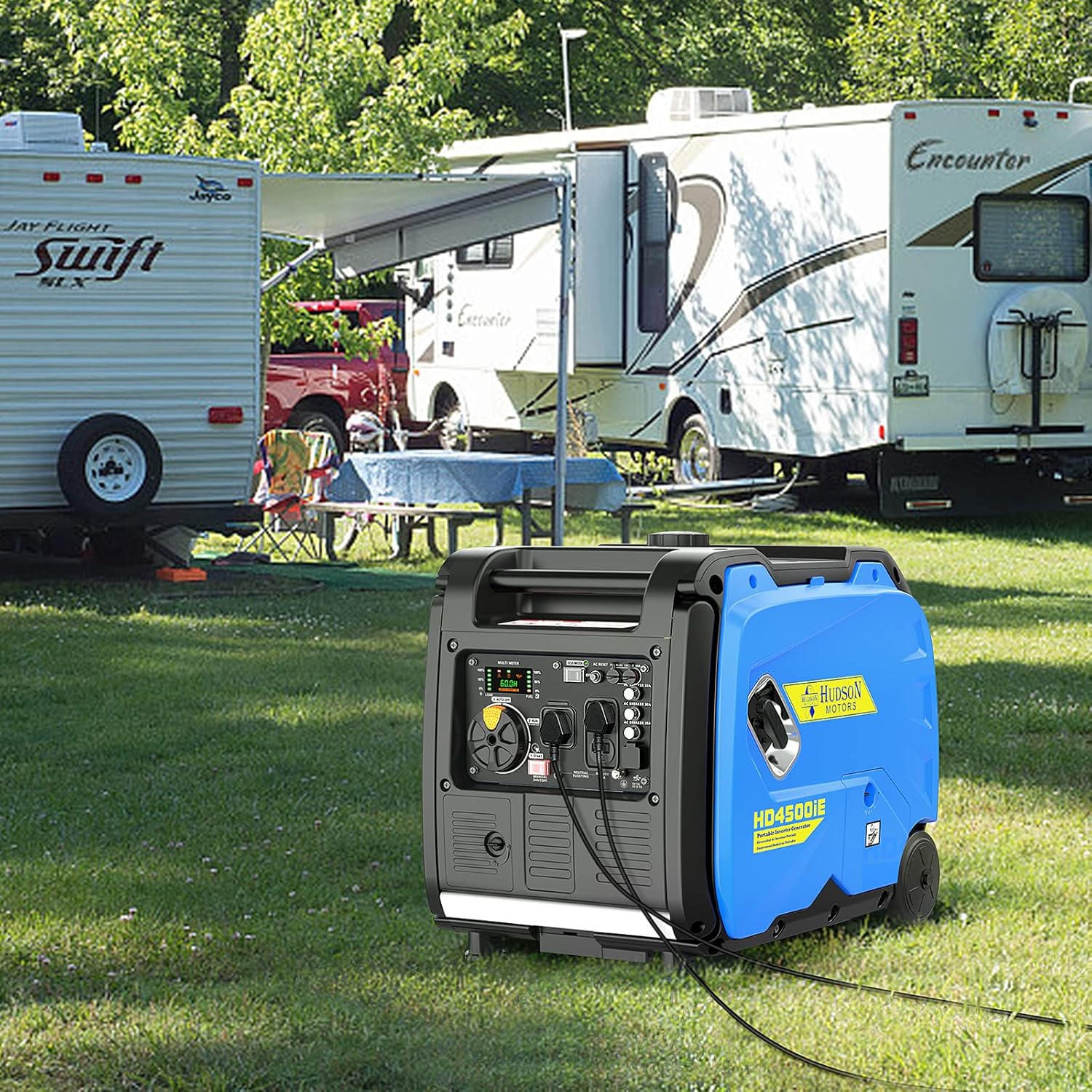 Hudson Motors 4500-Watt Super Quiet Portable Inverter Generator,with Electric Start & Fuel Shut Off & Eco-Mode Feature,EPA &CARB Compliant,Gas Powered Generators for Backup Home Use & Camping