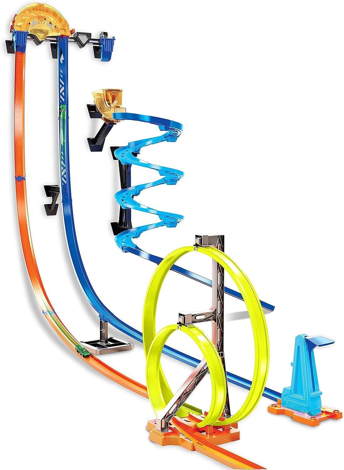 Hot Wheels Track Builder Vertical Launch Set 50 Inches High 3 Stunt Configurations Ages 6 to 10 3M Command Strips [Amazon Exclusive]