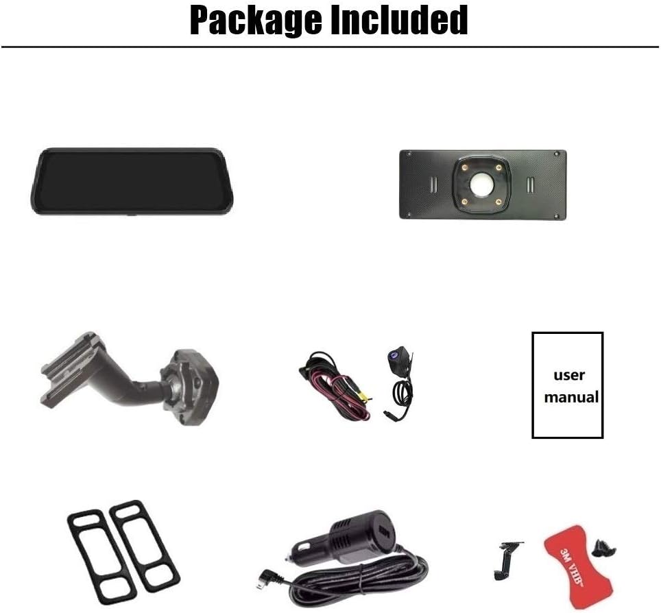 NikoMaku Mirror Dash Cam Front and Rear Backup Camera 10 Inch Screen for Cars Full Touch Screen Rear View Mirror Camera 170&deg; Wide Angle Dual Lenses Waterproof AS4