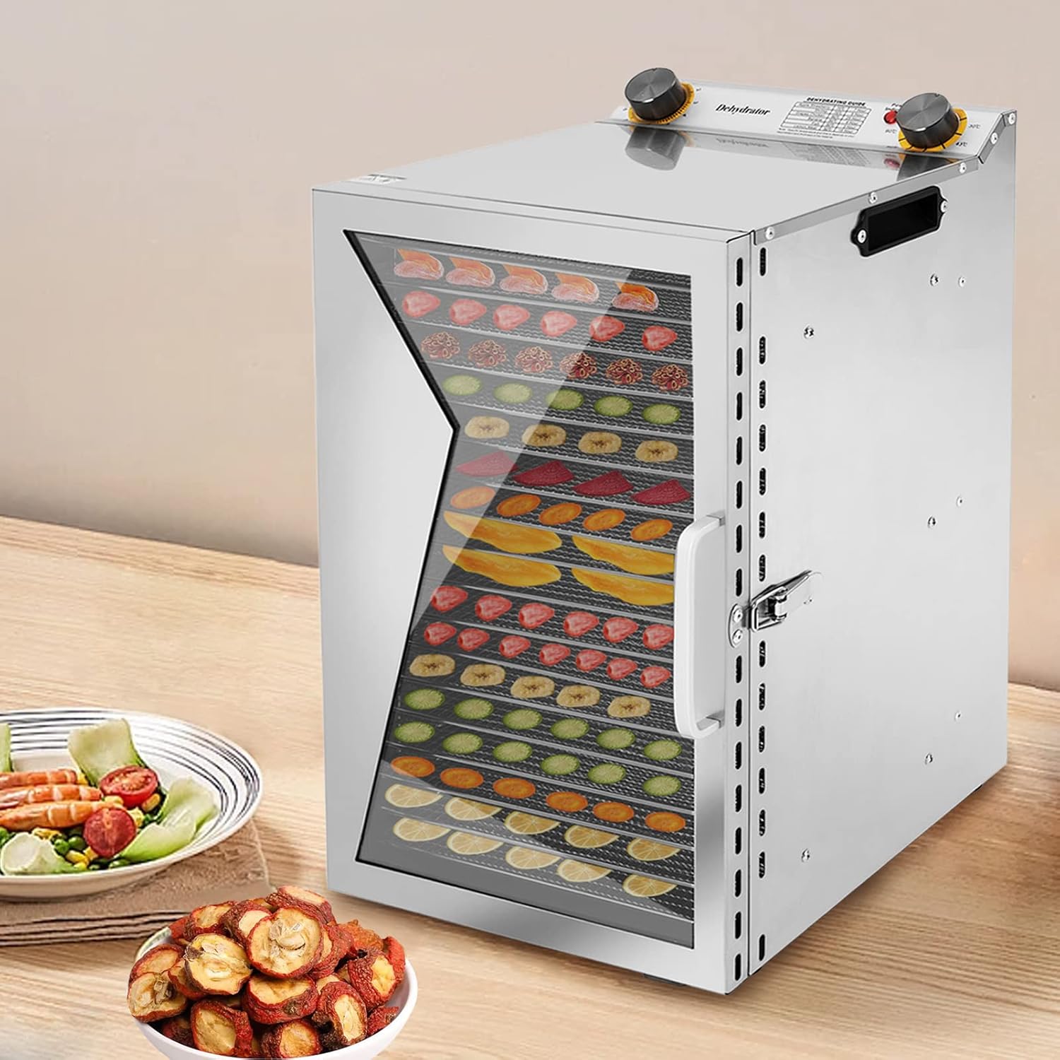 Food Dehydrator, Food Dryer with 18 Stainless Steel Trays, Food Dehydrator Machine with Adjustable Timer and Temperature Control for Fruit MeatBeef Jerky Herbs, Vegetable Dryer